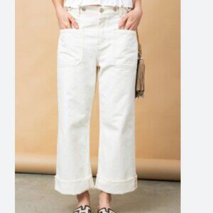 Free People We the Free size 32 Palmer Cuffed Baggy Jeans Eggshell